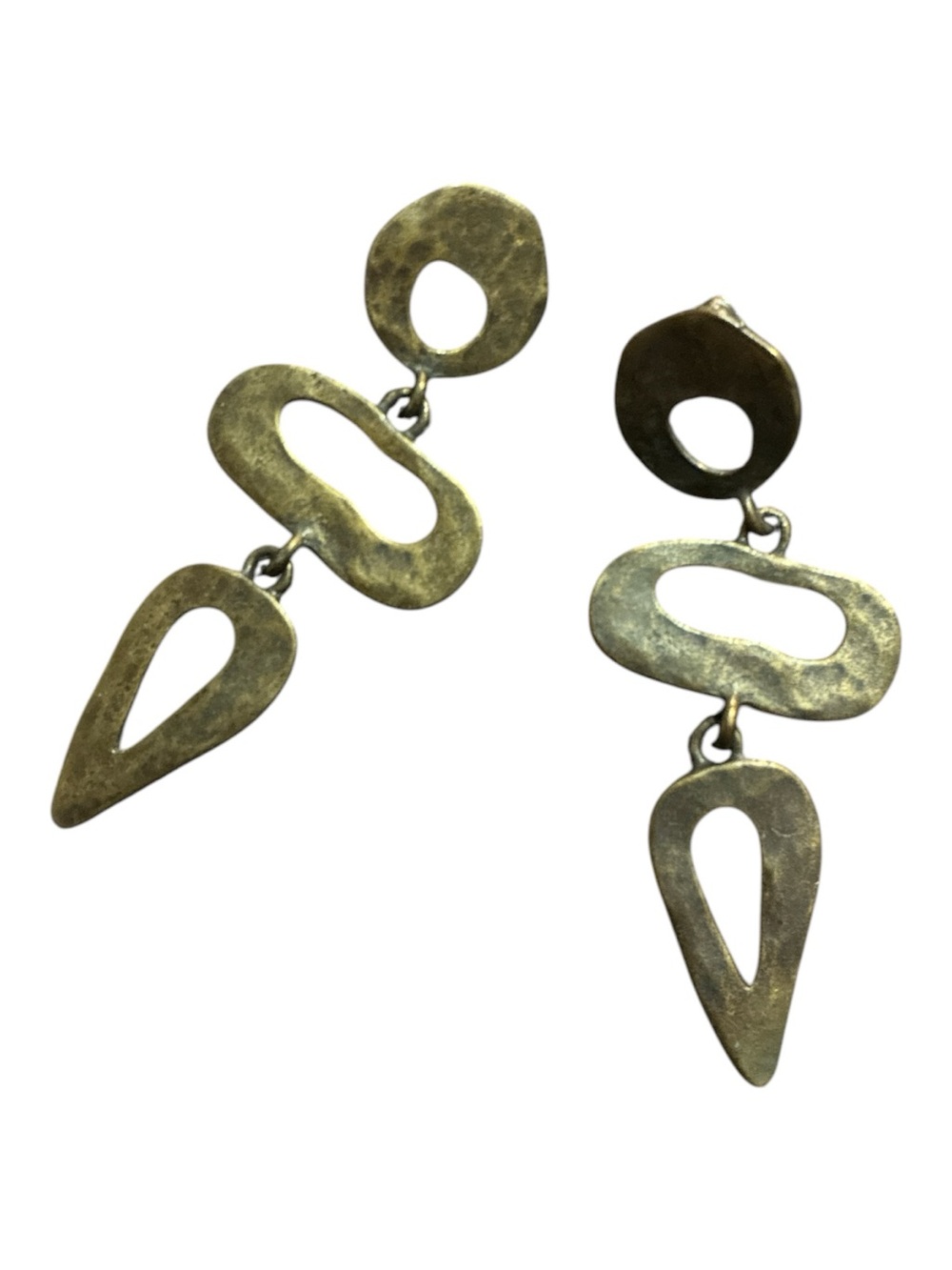 Contemporary Bronze Tone Abstract Drop Earrings